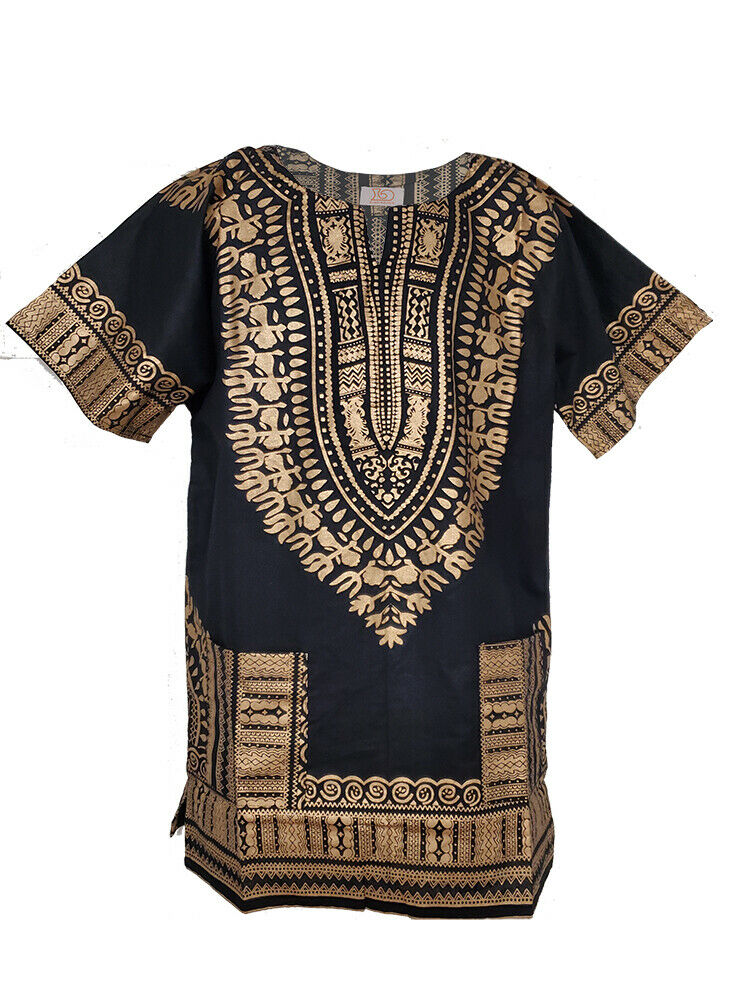 Black And Gold Traditional African Dashiki Shirt